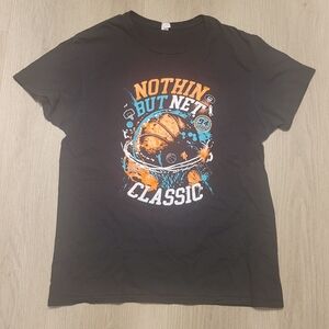 Russell Athletic Black Tee with Basketball Graphic